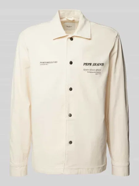 Kurtka jeansowa o kroju regular fit z wyhaftowanym logo Pepe Jeans biała