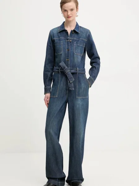 Traper kombinezon Guess Jeans s ovratnikom plava