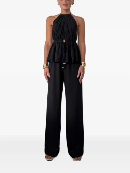 Pantaloni Taylor cu perle cu cordon negru