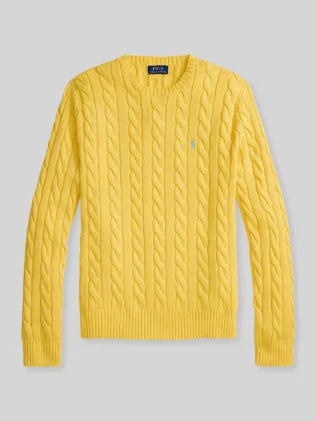 Regular Fit sweter dzianinowy z czystej bawełny Polo Ralph Lauren żółty