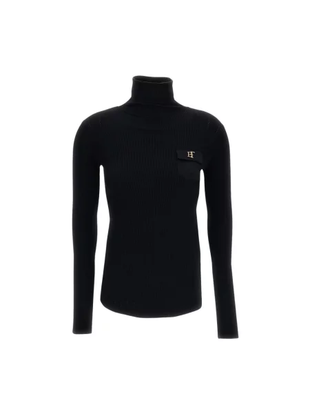 Dzianinowy sweter z golfem Elisabetta Franchi do golfa czarny