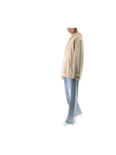 Bluza z kapturem Mm6 Maison Margiela z kapturem z logo beżowa