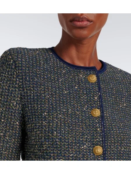 Geacă Balmain din tweed negru