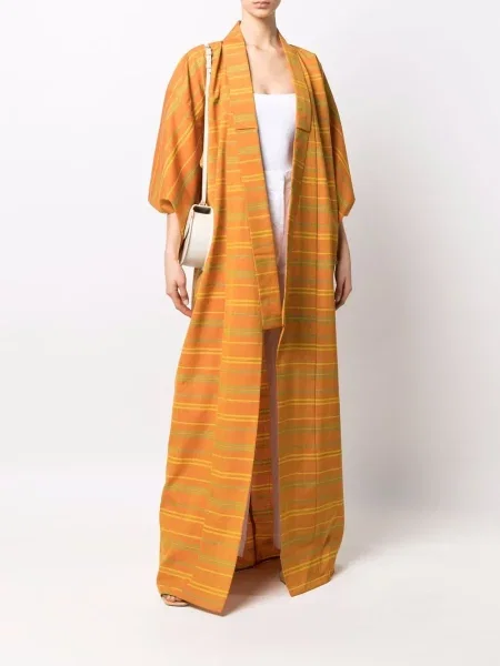 Pruhovaný retro kabát A.n.g.e.l.o. Vintage Cult s potiskem oranžový