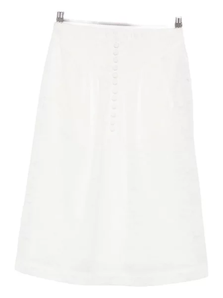 Fustă midi Shushu/tong cu model floral din dantelă alb