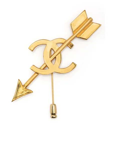 Brož Chanel Pre-owned s mašlí zlatá