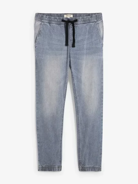 Joggery jeansowe o kroju regular fit z gumką w talii tapered szare