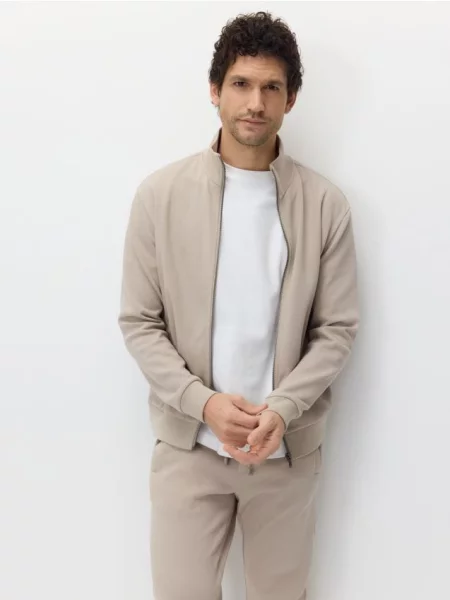 Свитшот Reserved с воротником стойка бежевый