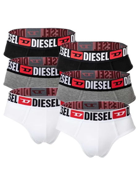 DIESEL Slipy šedý melír / červená / černá bílá