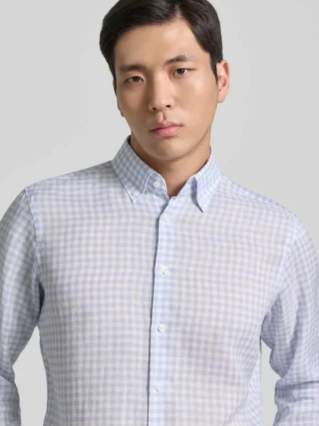 Koszula z lnu o kroju regular fit z kołnierzykiem typu button down Christian Berg Men