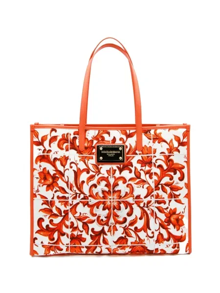 Geantă shopper Dolce & Gabbana cu imagine portocaliu
