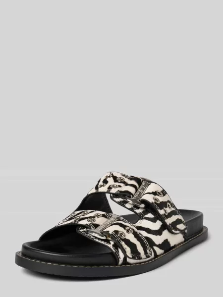 Klapki skórzane z zapięciem na rzep model ‘AGENT’ Steve Madden czarne