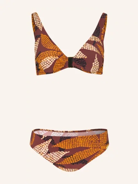 Charmline Bustierové Bikiny Golden Dusk hnědá / krémová / tmavě oranžová