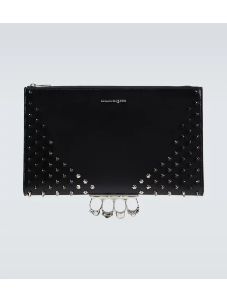 Kožený prsten Alexander Mcqueen černý