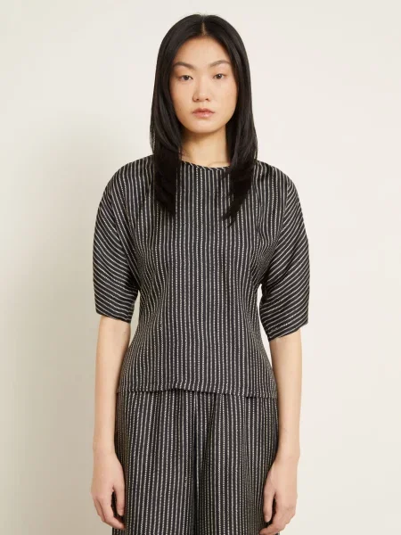 Max Mara Hedvábná Halenka Nordica S Rukávem černá bílá