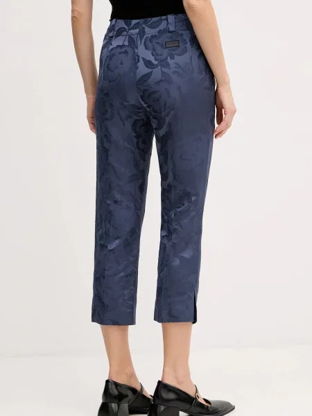 Kenzo spodnie z domieszką lnu niebieskie