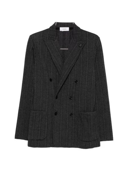 Geacă Lardini cu model herringbone cu două rânduri de nasturi gri