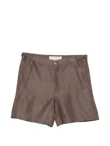 Pantaloni scurți God's True Linen de in cu cataramă maro
