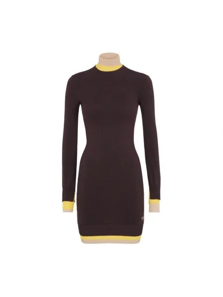 Krótka mała sukienka mini Fendi żakardowa fioletowa