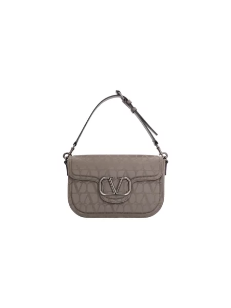 Lniana torba crossbody Valentino Garavani szara