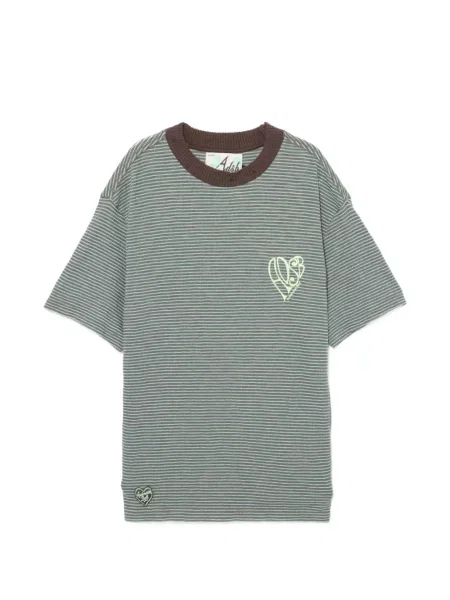 Тениска Andersson Bell на райета с автограф зелено