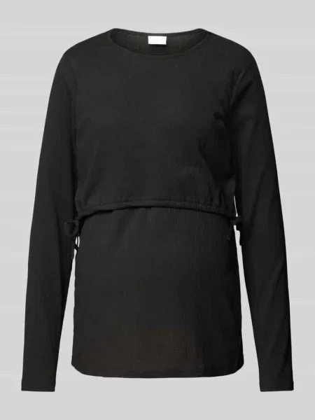 Bluzka ciążowa z długim rękawem i okrągłym dekoltem model ‘CAILEEN’ Mamalicious czarna