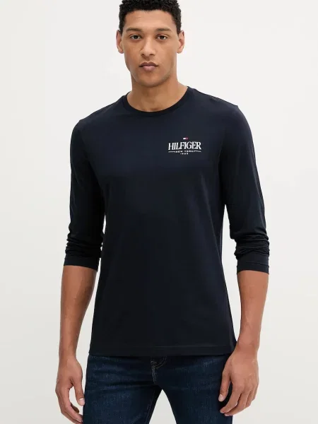 Majica z dolgimi rokavi Tommy Hilfiger modra