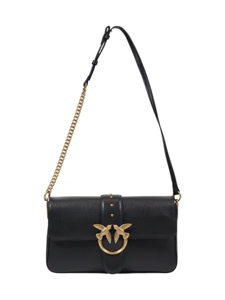 Usnjena klasična pisemska torbica Pinko črna