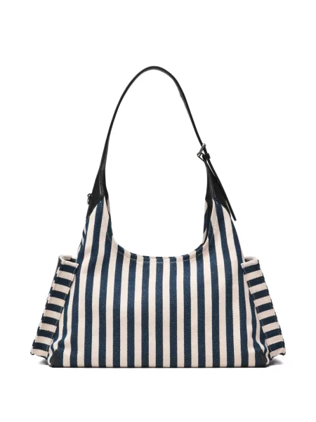 Geantă Marc Jacobs cu dungi din canvas albastru