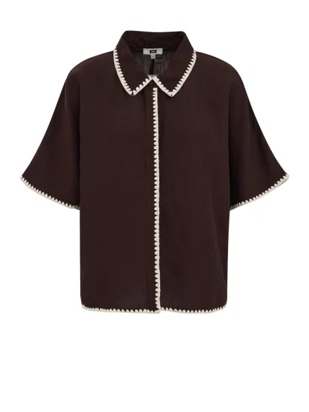 WE Fashion Bluză maro închis alb