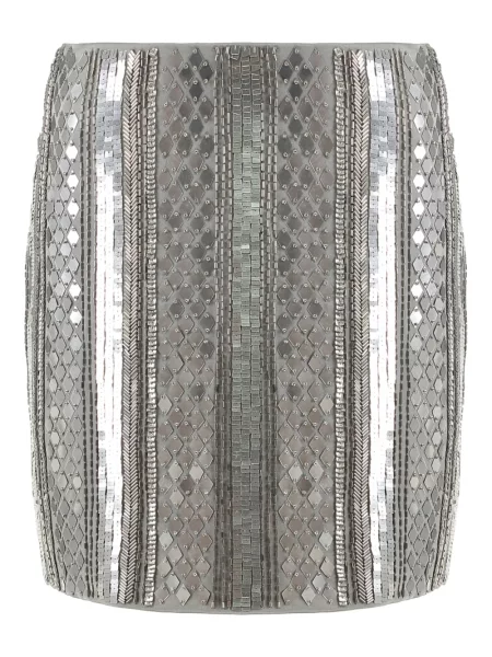 Mała mały spódnica mini Alberta Ferretti z koralikami srebrna