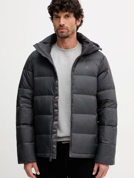 Kurtka jeansowa Calvin Klein Jeans z kapturem czarna