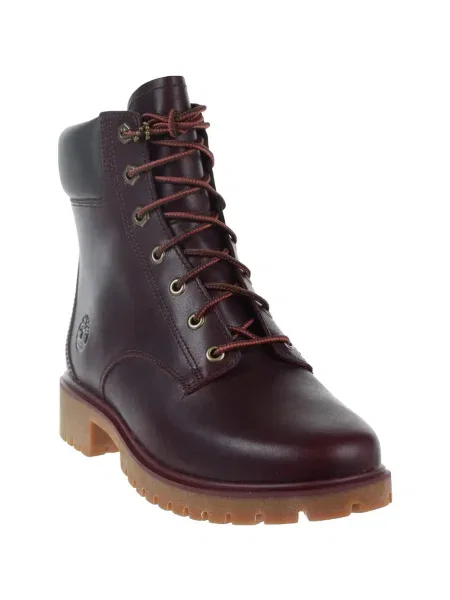 Botine Timberland cu șireturi cu platformă din dantelă roșu