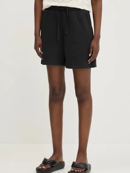 Kratke hlače Herschel za žene bez uzorka visoki struk crna