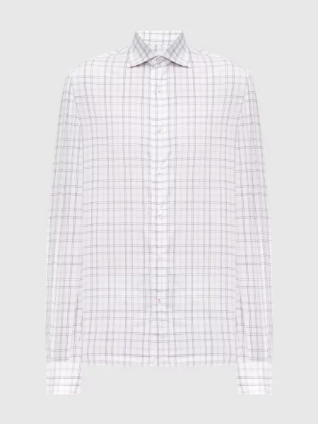 Клетчатая рубашка Isaia белая