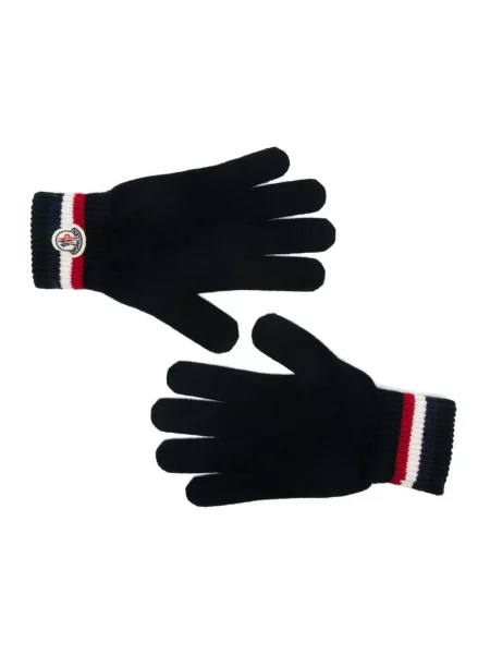 Mănuși Moncler de lână cu dungi albastru