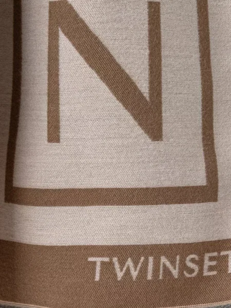 Fular Twinset cu franjuri maro