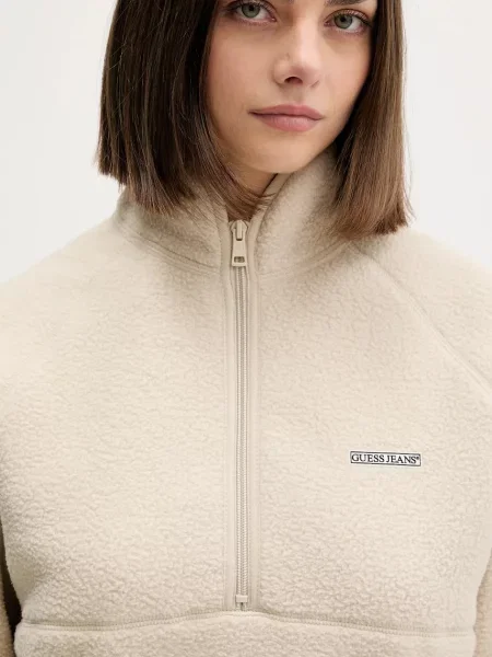 Флісова кофта Guess Jeans однотонна бежевий