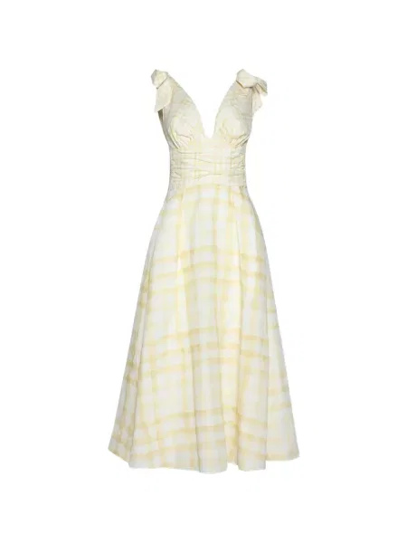 Rochie midi Rosie Assoulin cu funde până la genunchi de costum galben