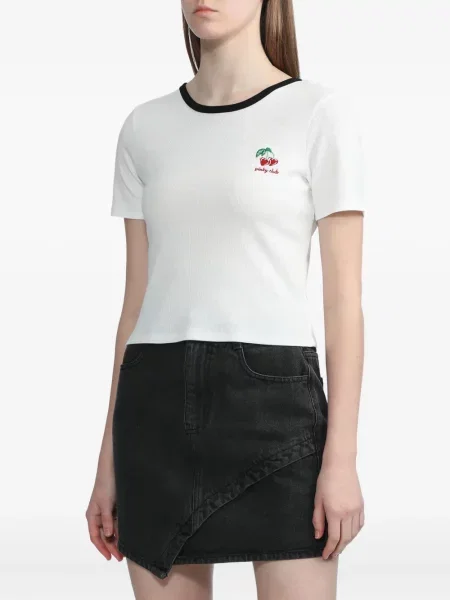 Top B+ab prążkowany biały