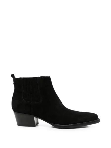 Cizme scurte Guess din piele de căprioară negru