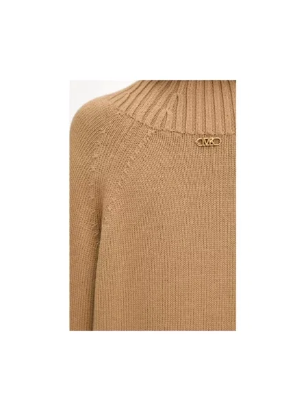 Sweter z golfem Michael Kors wełniany do golfa beżowy