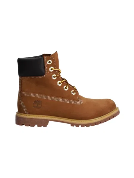 Botki Timberland skórzane na płaskim obcasie wodoszczelne brązowe