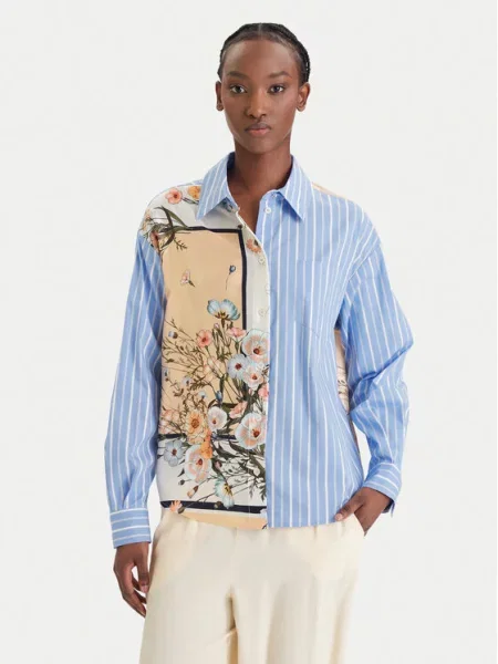 Koszula Liu Jo z nadrukiem z twillu niebieska