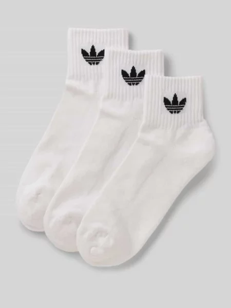 Haftowane skarpety Adidas Originals o krotszym kroju białe
