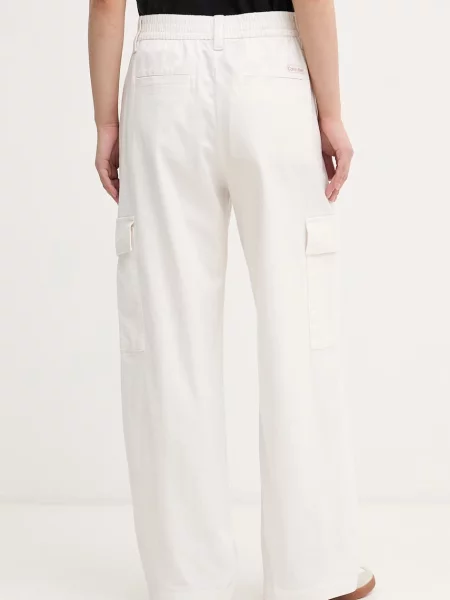 Calvin Klein Jeans spodnie z bawełną beżowe