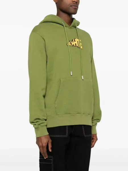 Hanorac cu glugă Off-white cu imagine alb