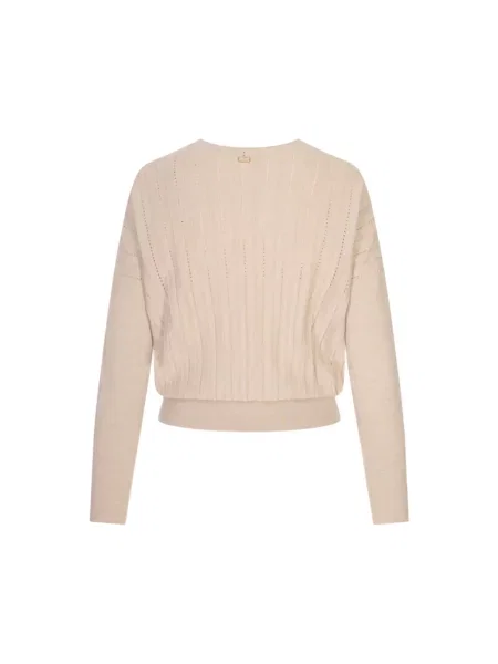 Sweter Agnona z dekoltem w serek brązowy