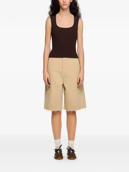 Top Sandro din dantelă maro