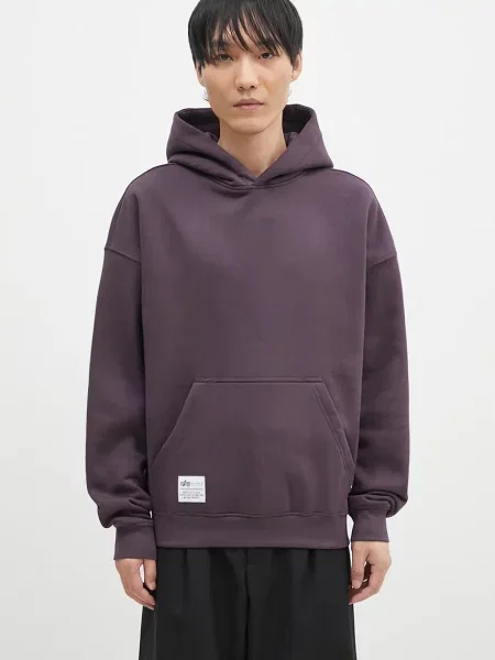 Alpha Industries Μπλούζα Logo BP Hoody μωβ